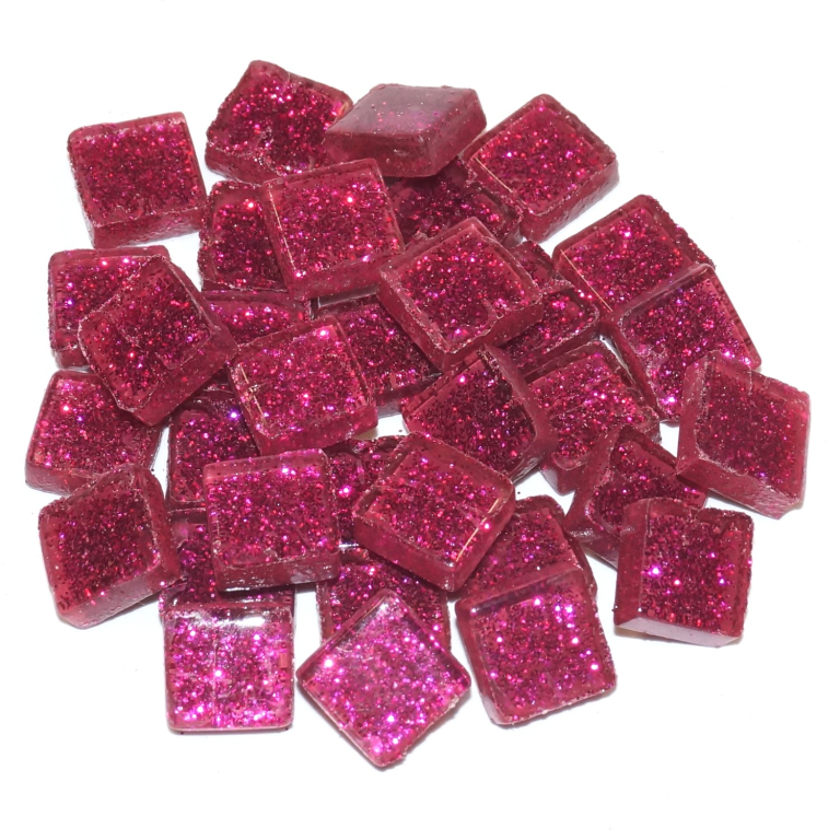 Soft Glas Vierkant Glitter Roze 100 gr