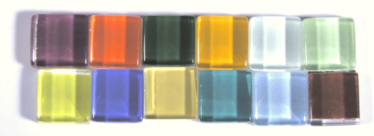 Soft Glas Vierkant Helder Mix Bont (vanaf 100 gr, per 100 gr)