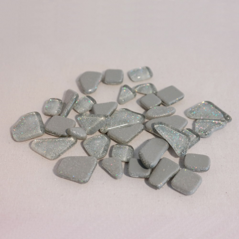 Weiches Glas Polygonales Glitter Silber 100 g