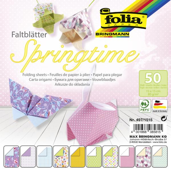 Folia Vouwblaadjes Lente Tijd - 80 gr - 50 vel - 15x15cm