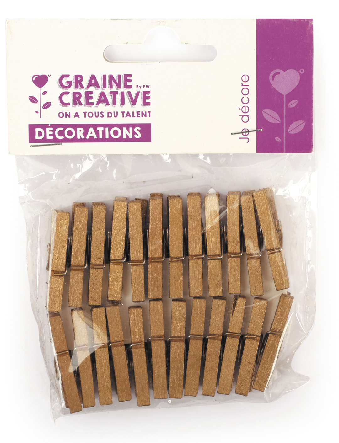 GC Mini Wasknijpertjes 3x1 cm Goud 24 stuks