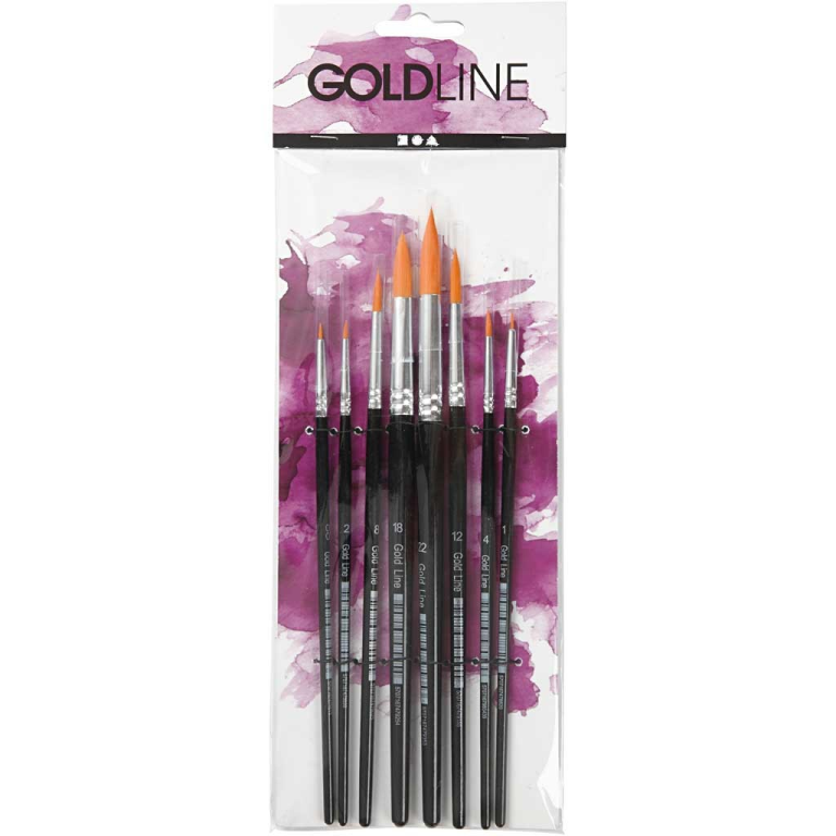 CC Gold Line Acryl Penselen Rond Set 8 stuks