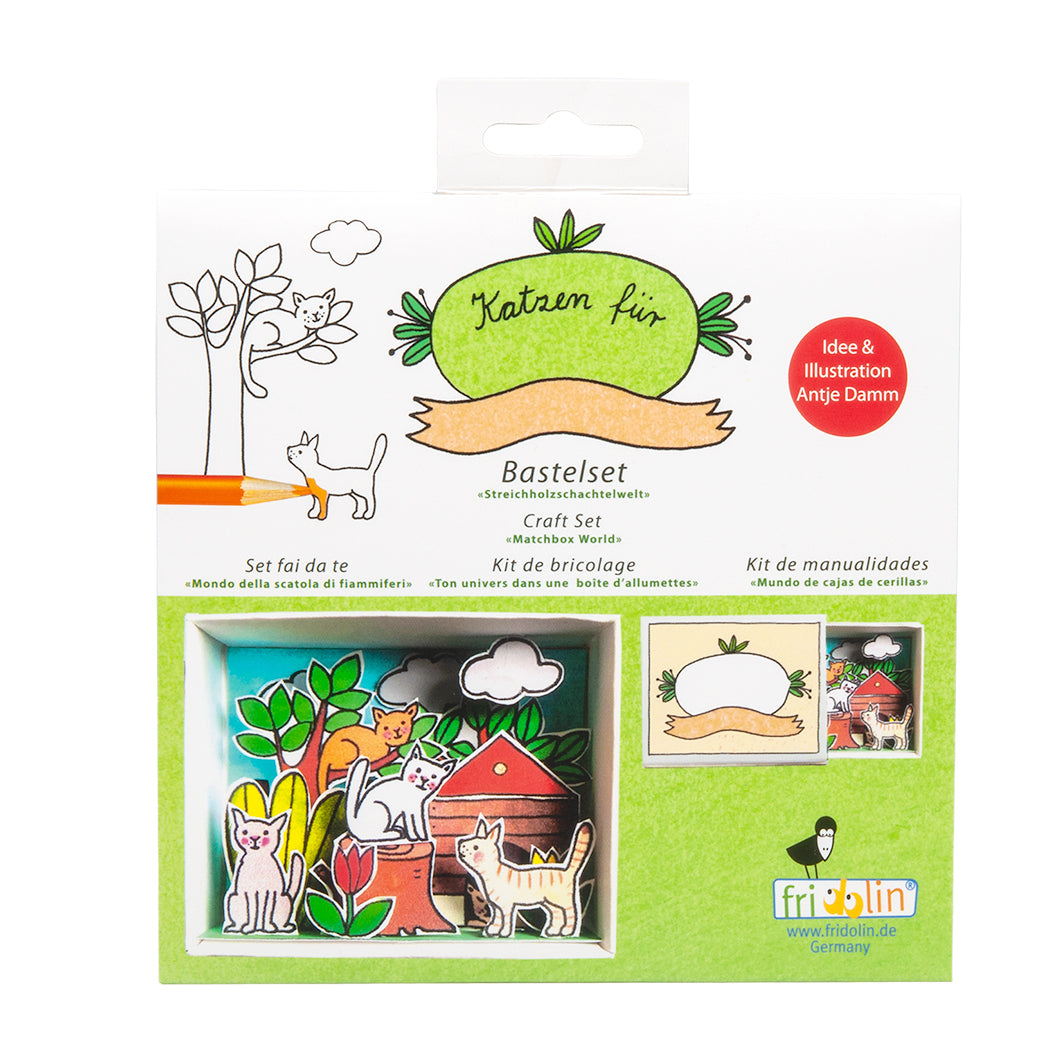 Fridolin Luciferdoosje Knutselset 6,6x2,8x5,2 cm Katten Familie