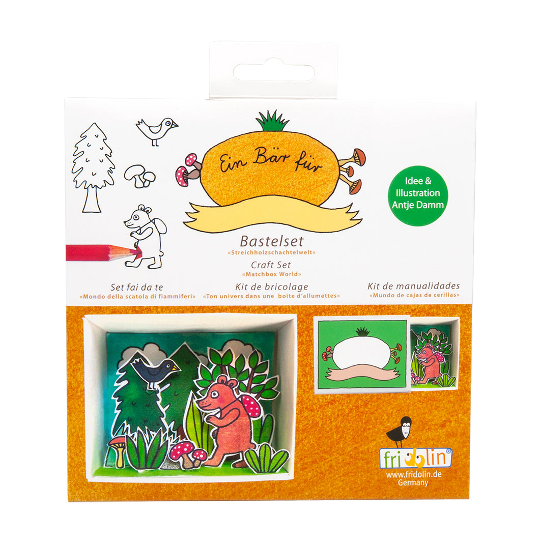 Fridolin Matchbox Craft Kit 6.6x2.8x5.2 cm Bear and Mushrooms