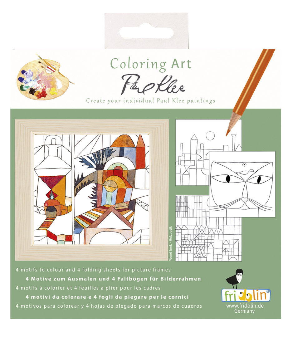 Fridolin Coloring Art Kit 4 Coloring Pages with Frame 15x15 cm Paul Klee