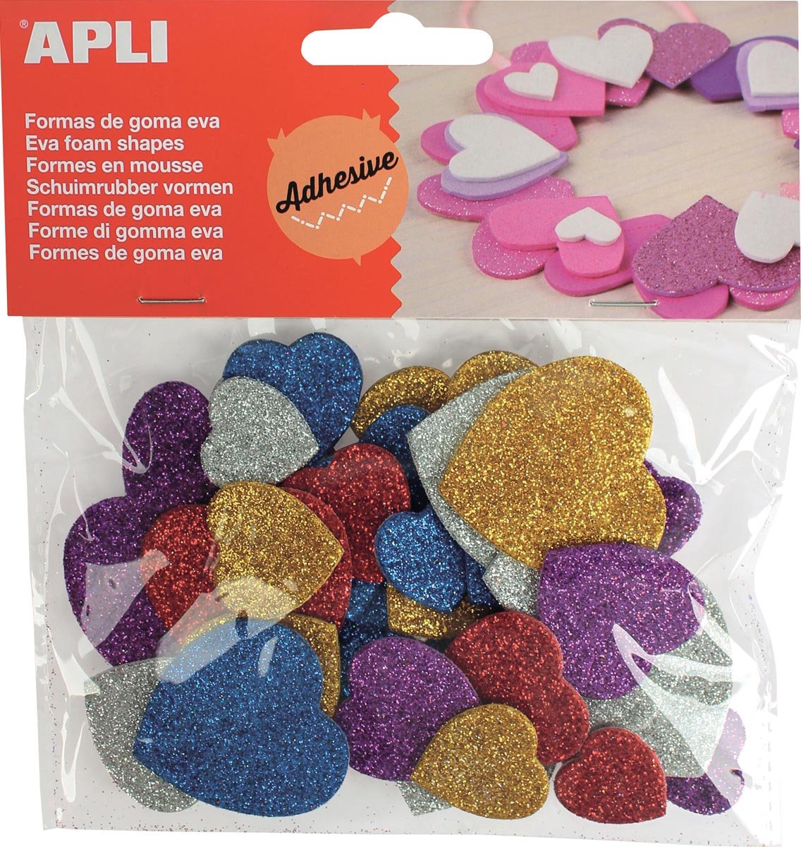 Apli EVA Foam Harten met Glitters - 50 stuk