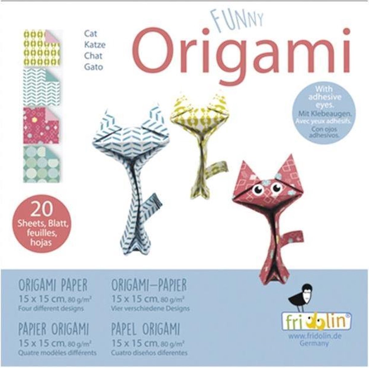 Fridolin Funny Origami 15x15 cm 20 Blatt 80 g Katzen