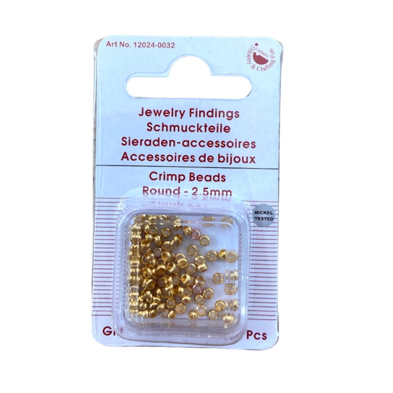 Quetschperlen 2,5 mm Gold 100 Stück
