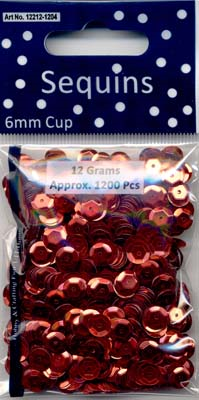 Pailletten 6 mm Rood 12gr