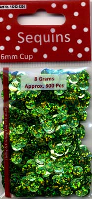 Pailletten 6 mm Disco Laser Grün 8g