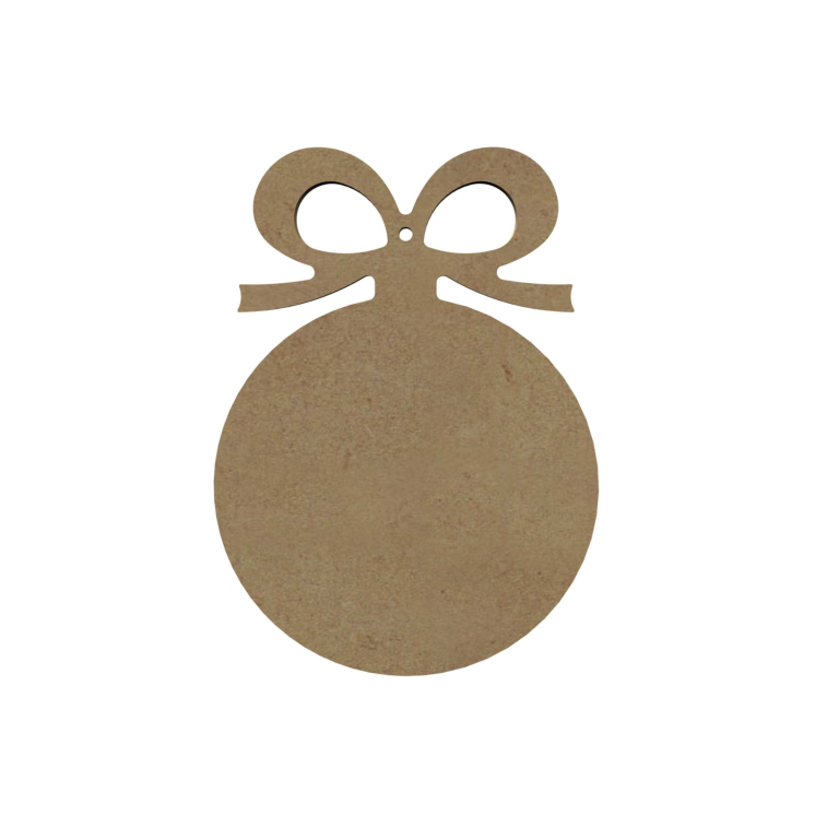 MDF Figuur Kerstbal met Strik 15 cm