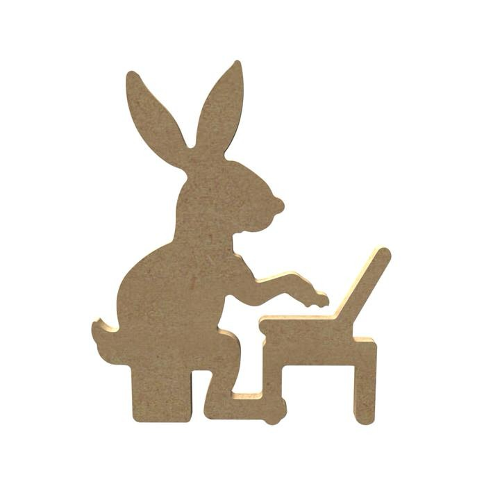 MDF Figur Hase am Computer 15 cm