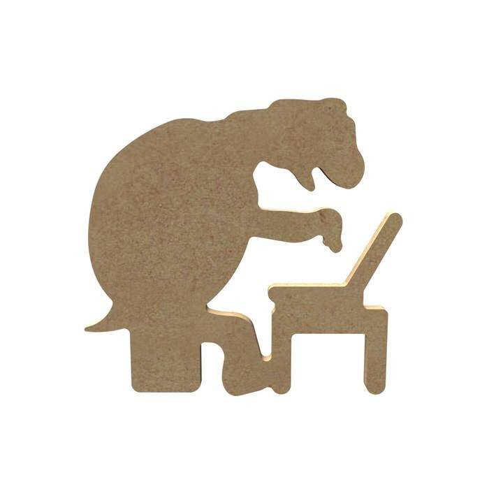 MDF Figur Schildkröte mit Computer 15 cm