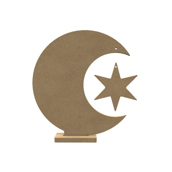 MDF Figure Moon with Star and Stand 26 cm