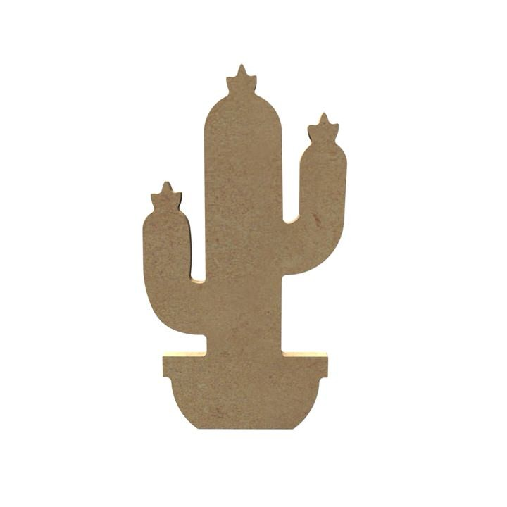 MDF Figuur Cactus met Bloemen 15 cm