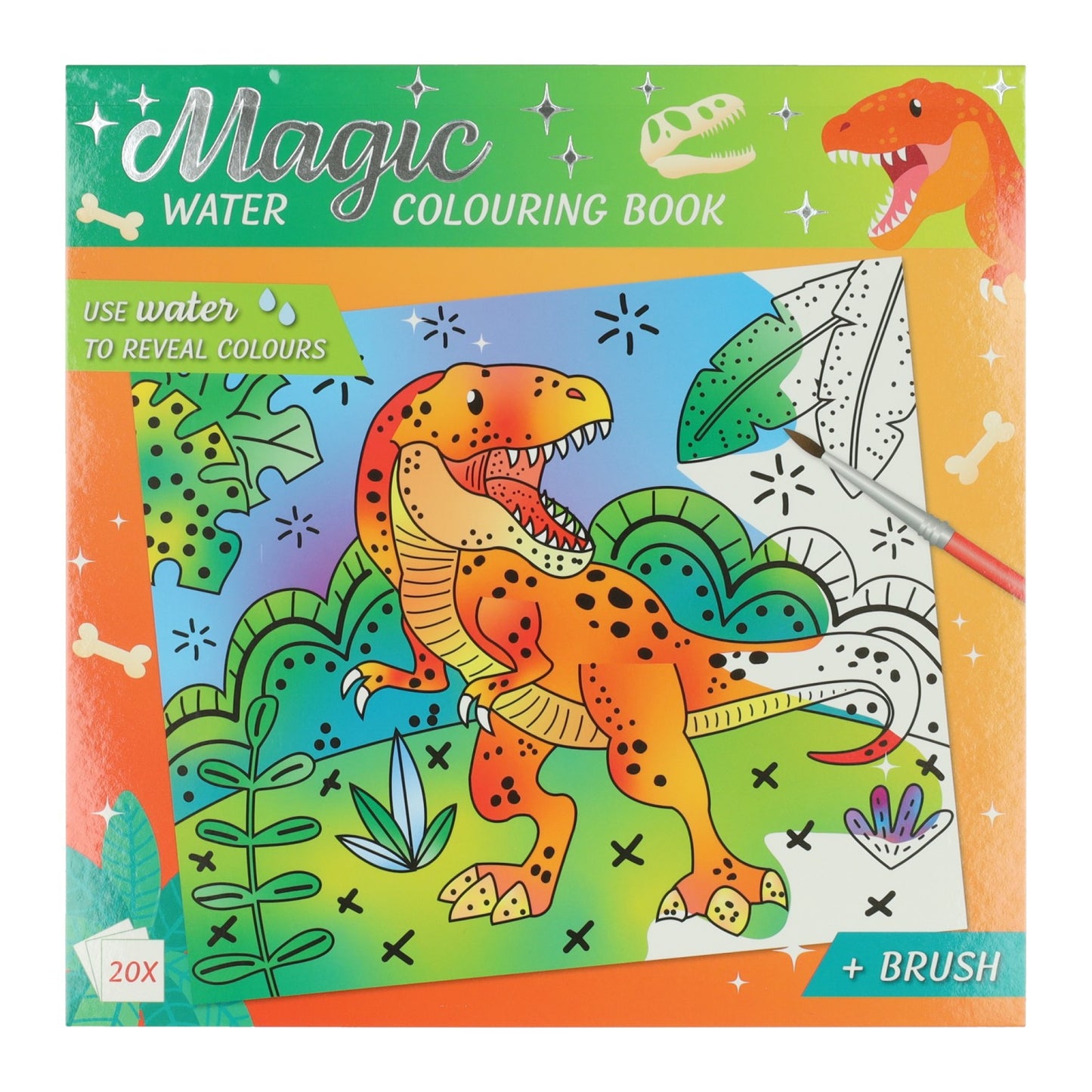 Wins Magic Waterverfkleurblok Dino 20 vel 24 x 20,5 x 3 cm