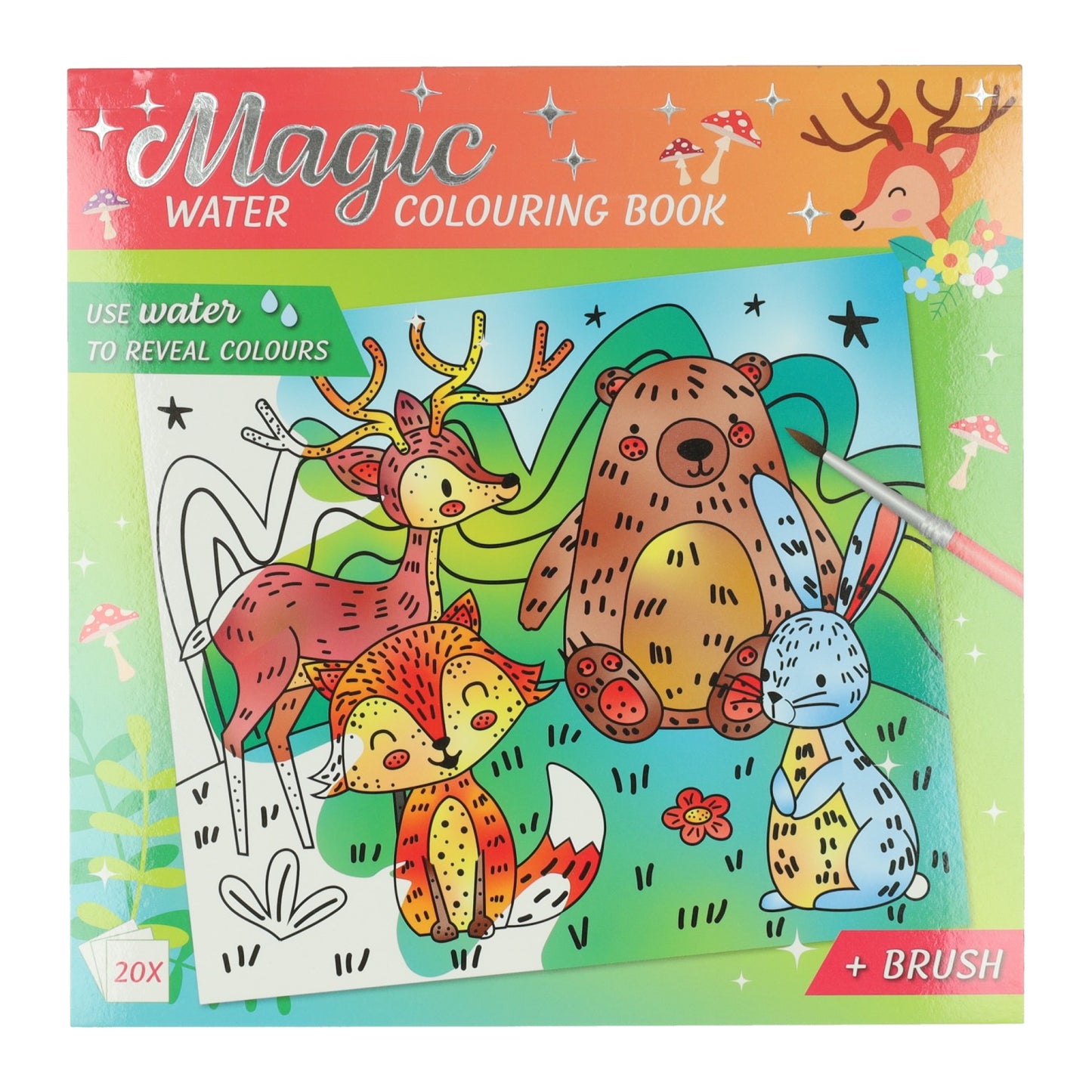 Wins Magic Waterverfkleurblok Bosdieren 20 vel 24 x 20,5 x 3 cm