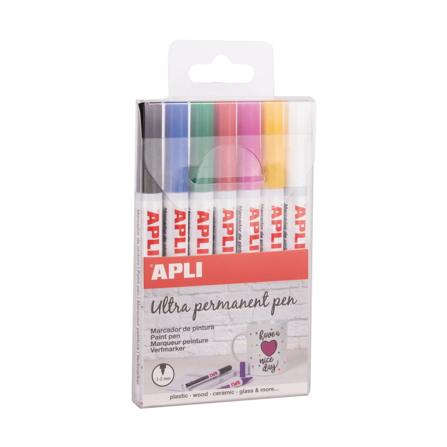 Apli Ultra Permanent Pen - Extra Fine - 7 colours