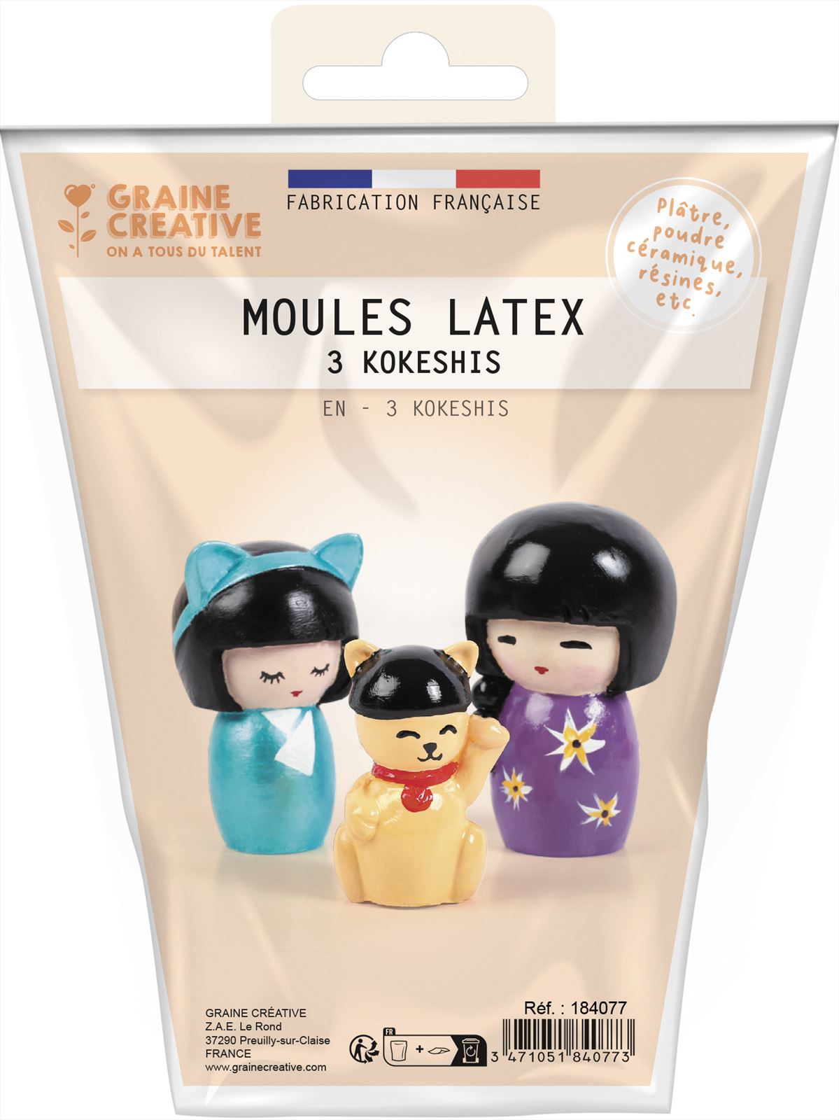 GC Latex Gietmal Japanse Kokeshi Set 3 stuks