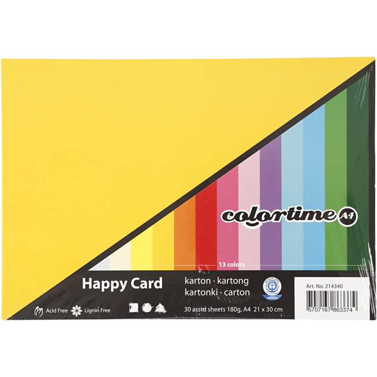 Colortime Gekleurd Karton A4 Happy 30 vel
