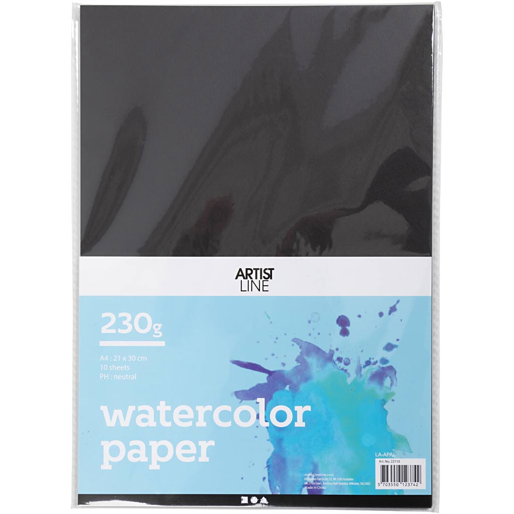 Artistline Aquarelpapier A4 300gr 10 vel Zwart