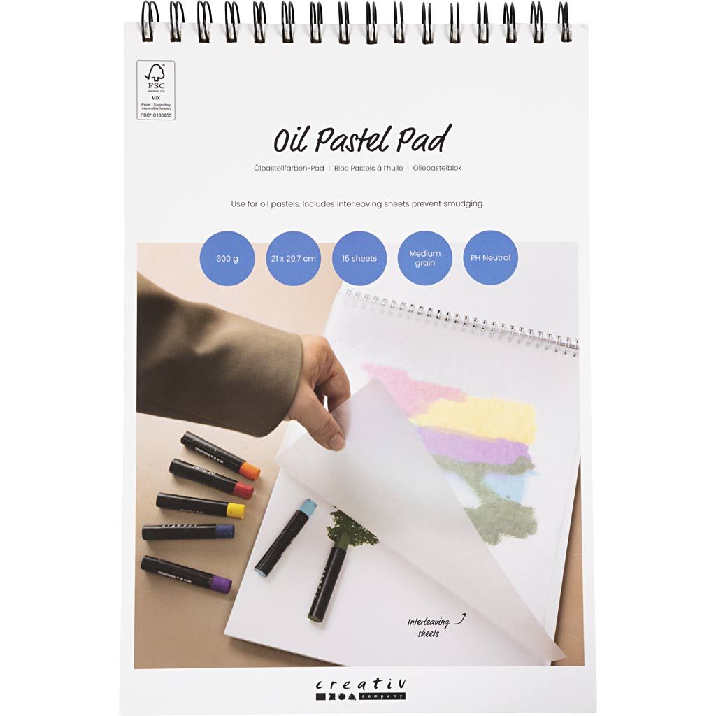 CC Papierblok voor Oliepastels A4 Wit 300 gr 15 vel