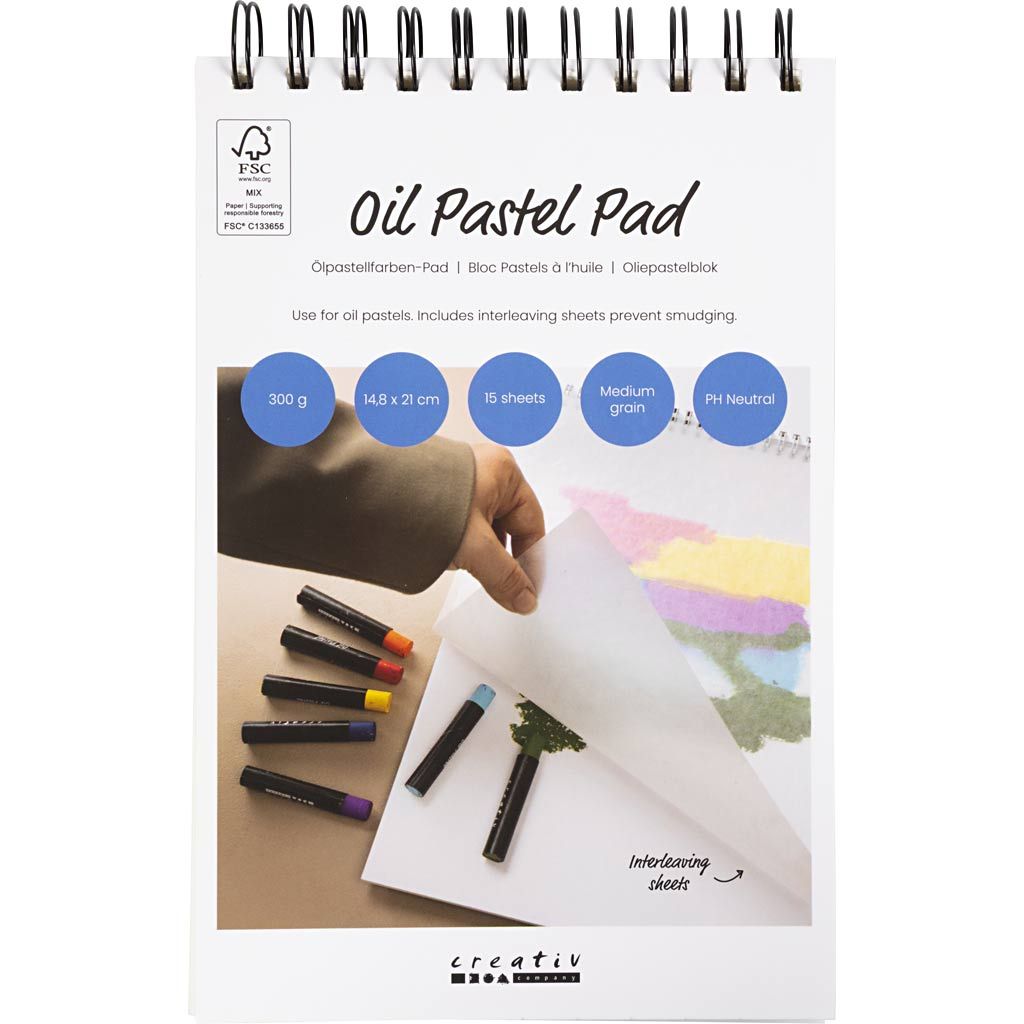 CC Papierblock für Ölpastellkreide A5 Weiß 300 g 15 Blatt