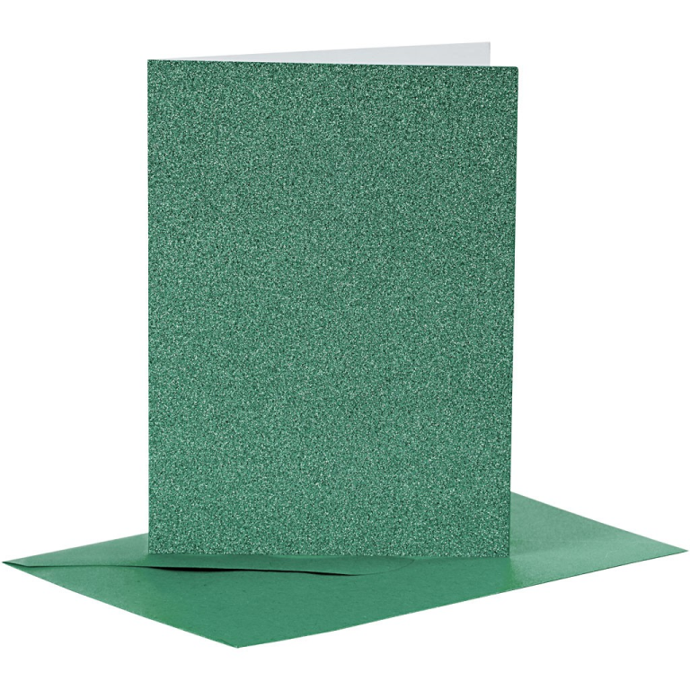 CC Kaarten & Enveloppen 10,5x15 cm Glitter Groen 4 stuks