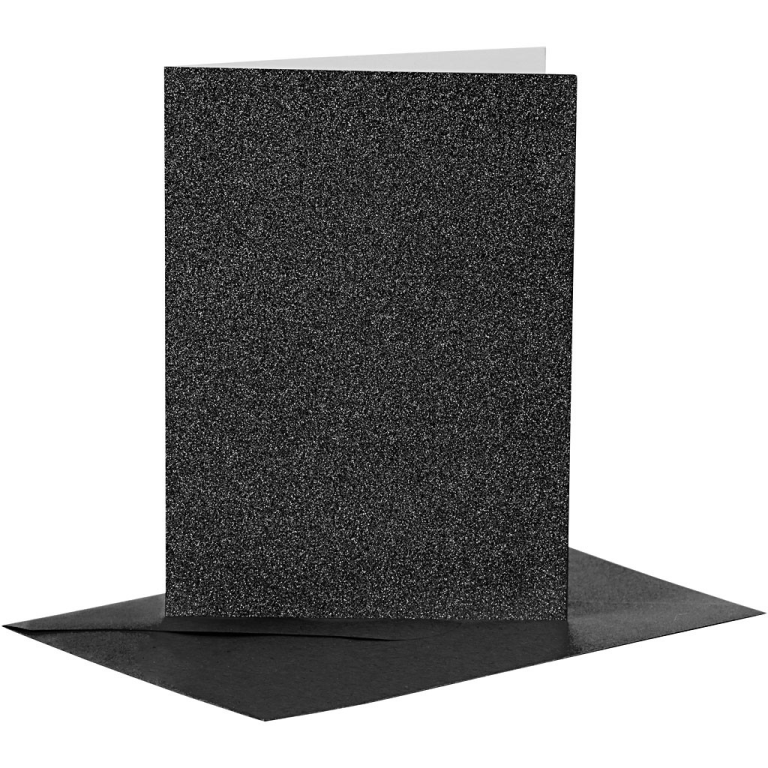 CC Karten & Umschläge 10,5x15 cm Glitter Schwarz 4 Stück