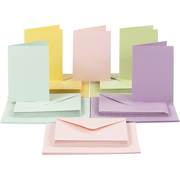 CC Kaarten & Enveloppen 10,5x15 cm Pastelkleuren 50 sets
