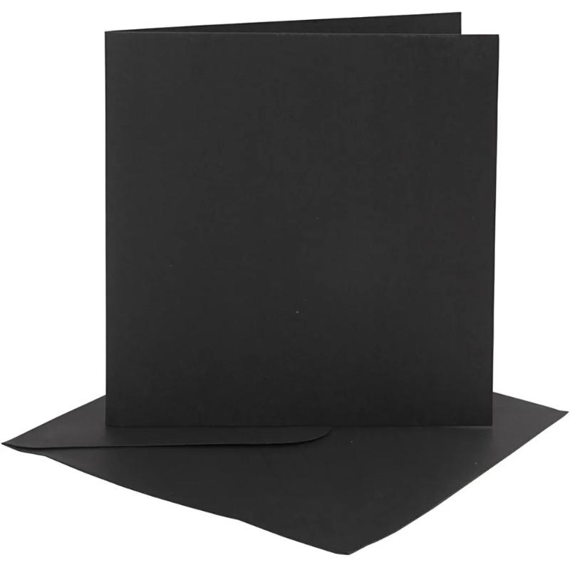 CC Karten & Umschläge Schwarz 15x15 cm 50 Sets