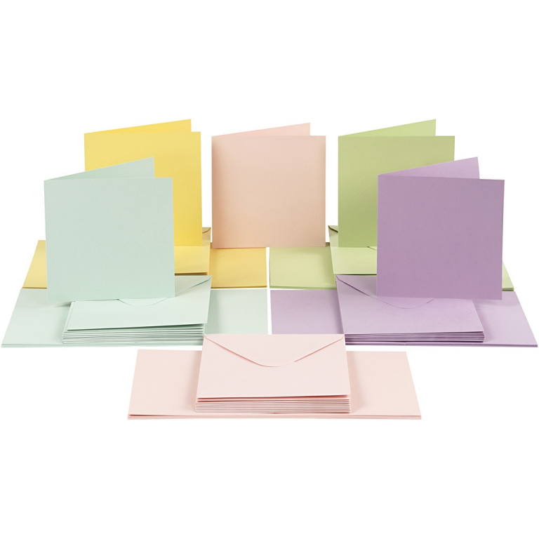 CC Karten & Umschläge Pastellfarben 15x15cm 50 Sets