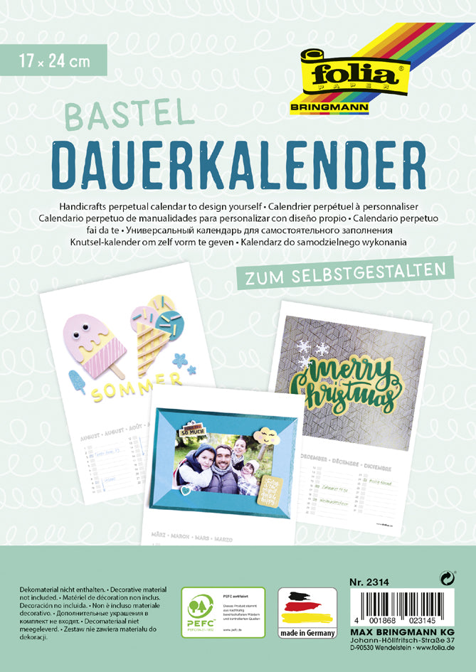 Folia DIY Wandkalender 17 x 24 cm Wit