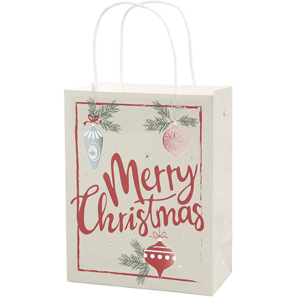 CC Papieren Tasjes 18x9x23 cm Merry Christmas 3 stuks