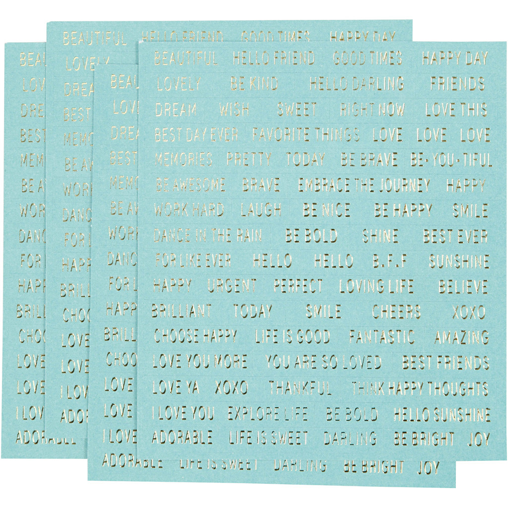 CC Sticker Texte Gold 10x11,5 Türkis 4 Stück