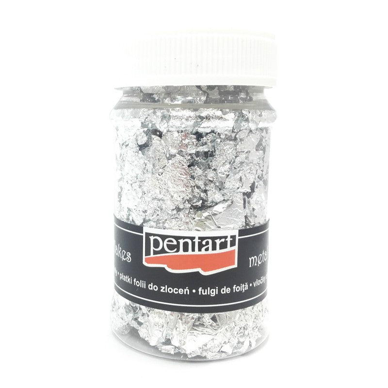 Pentart Metalen Vlokken Zilver 100ml M8