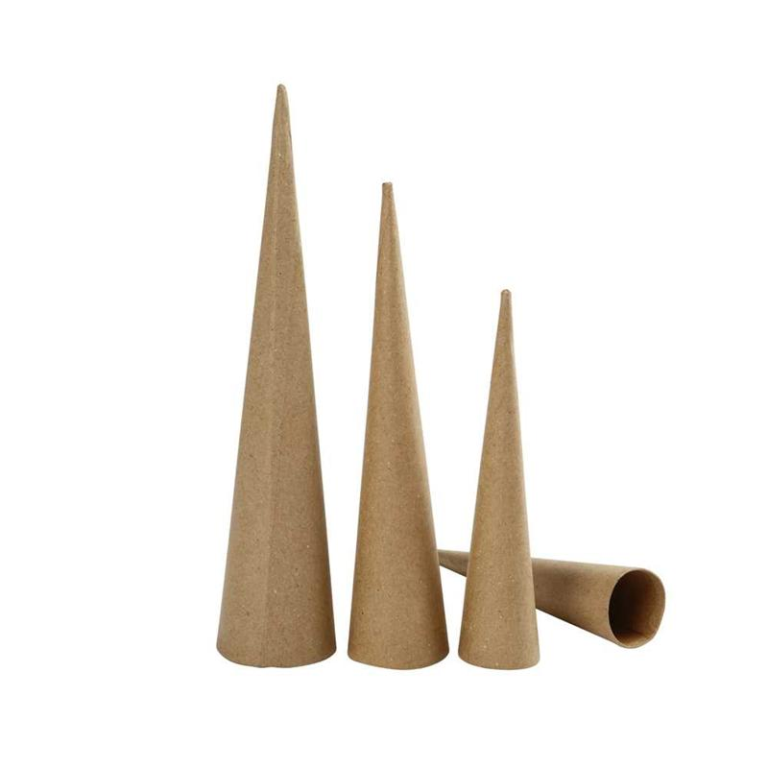 CC Paper Mâché Cones 3 pieces h: 20-25-30 cm