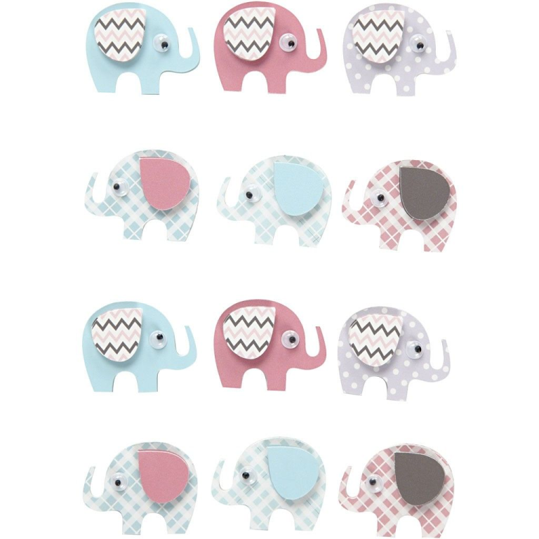 CC 3D Elephant Stickers 25 mm 12 pieces