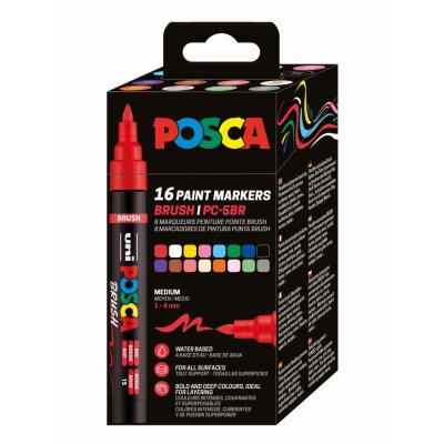 Uni Posca PC-5BR Pinselmarker-Set, 16 Stück