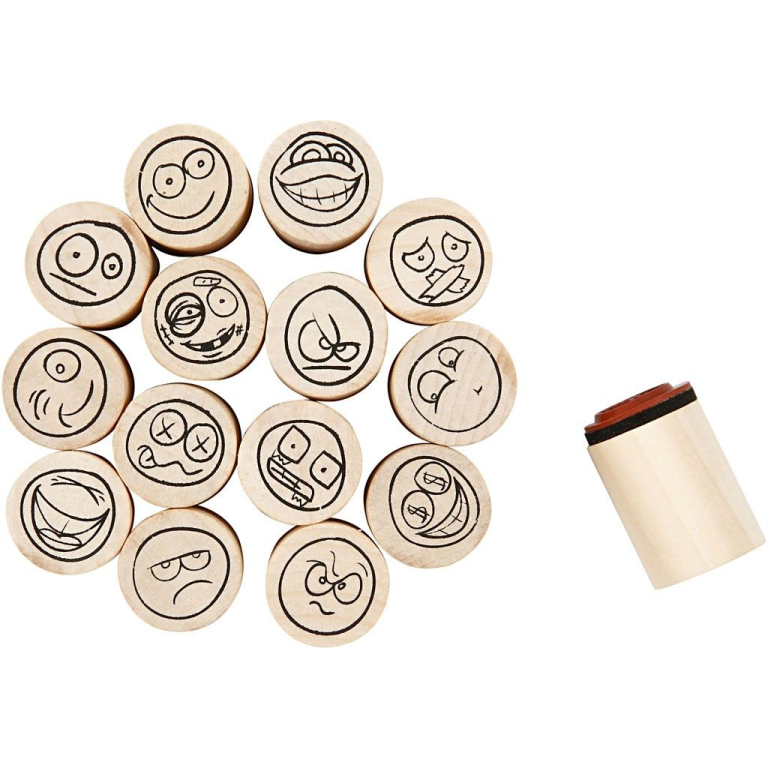 CC Stempel Emoji Gesichter 20 mm 15 Stück