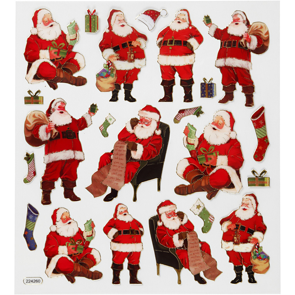 CC Stickervel Klassieke Kerstman 15x16,5 cm 22 stuks