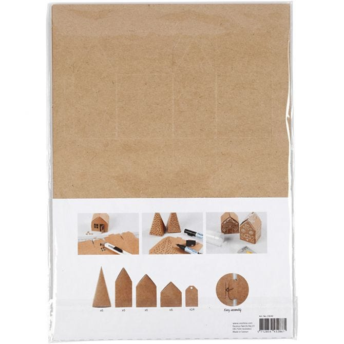 CC Kartonnen Huizen en Bomen 5,7-10 cm Kraft