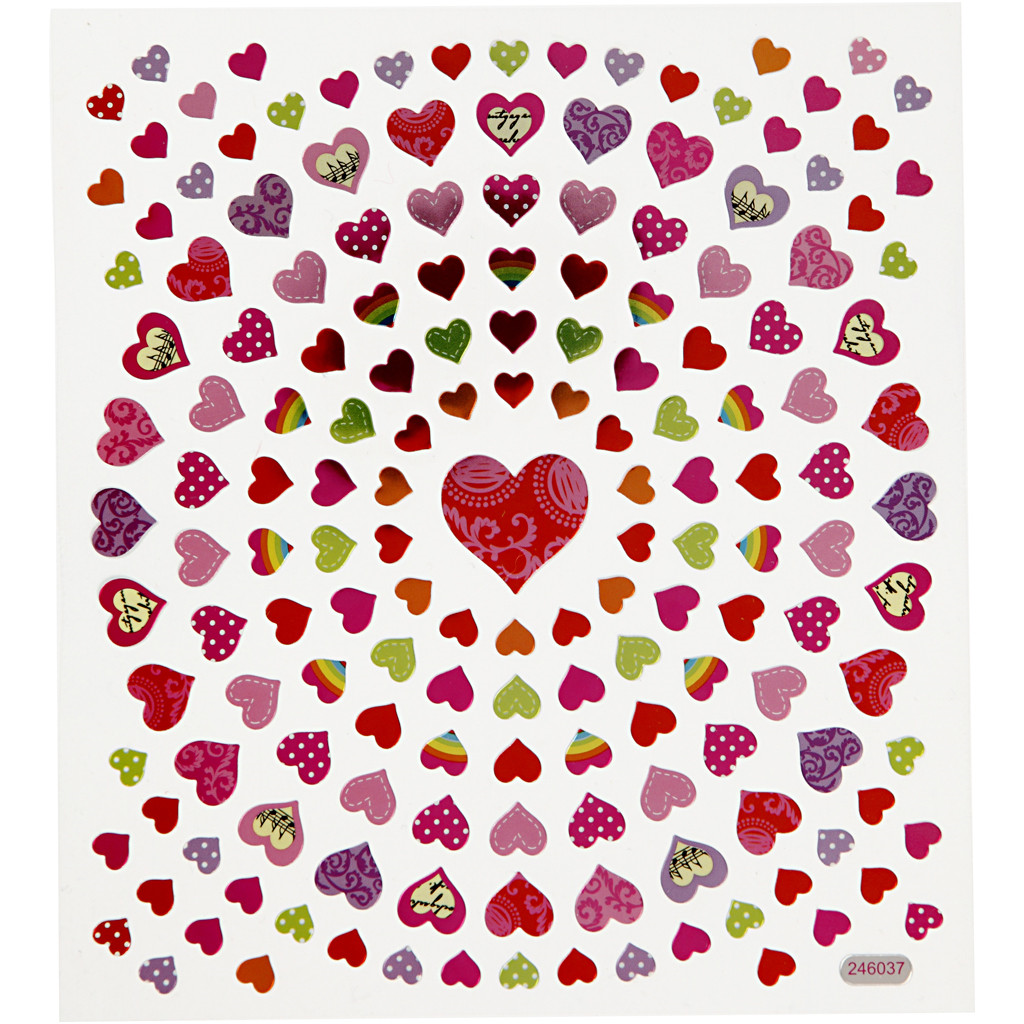 CC Stickerbogen Herzen 15x16,5 cm