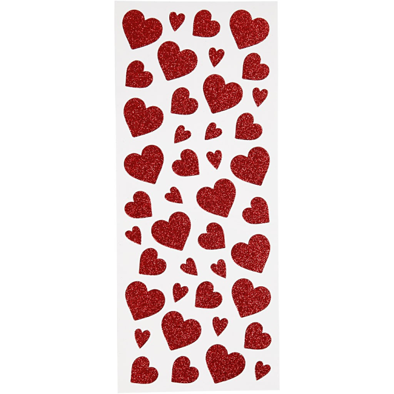 CC Glitter Stickers 10x24 cm Rode Harten