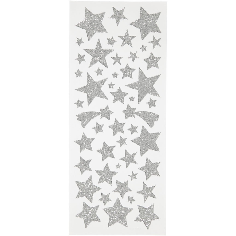CC Glitzersticker 10x24 cm Silberne Sterne