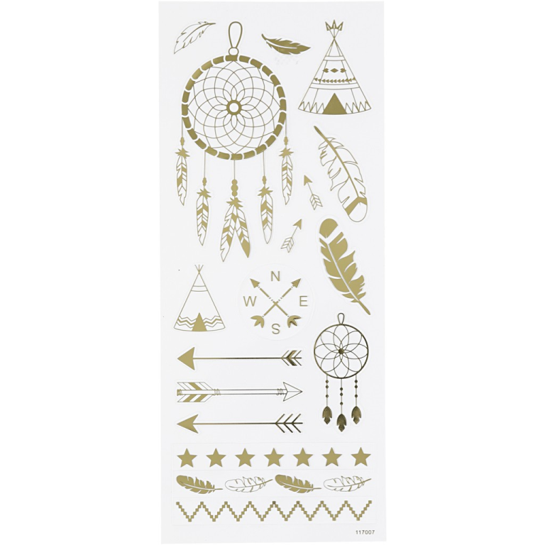 CC Stickers Indianen 10x24 cm Goud 17 stuks