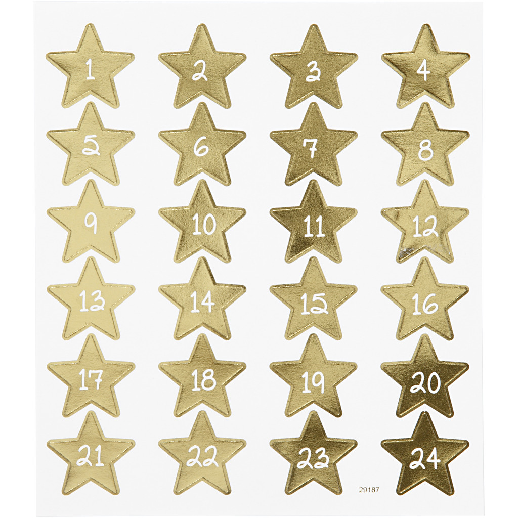 CC Stickerbogen Zahlen Gold 15x16,5 cm 24 Stück