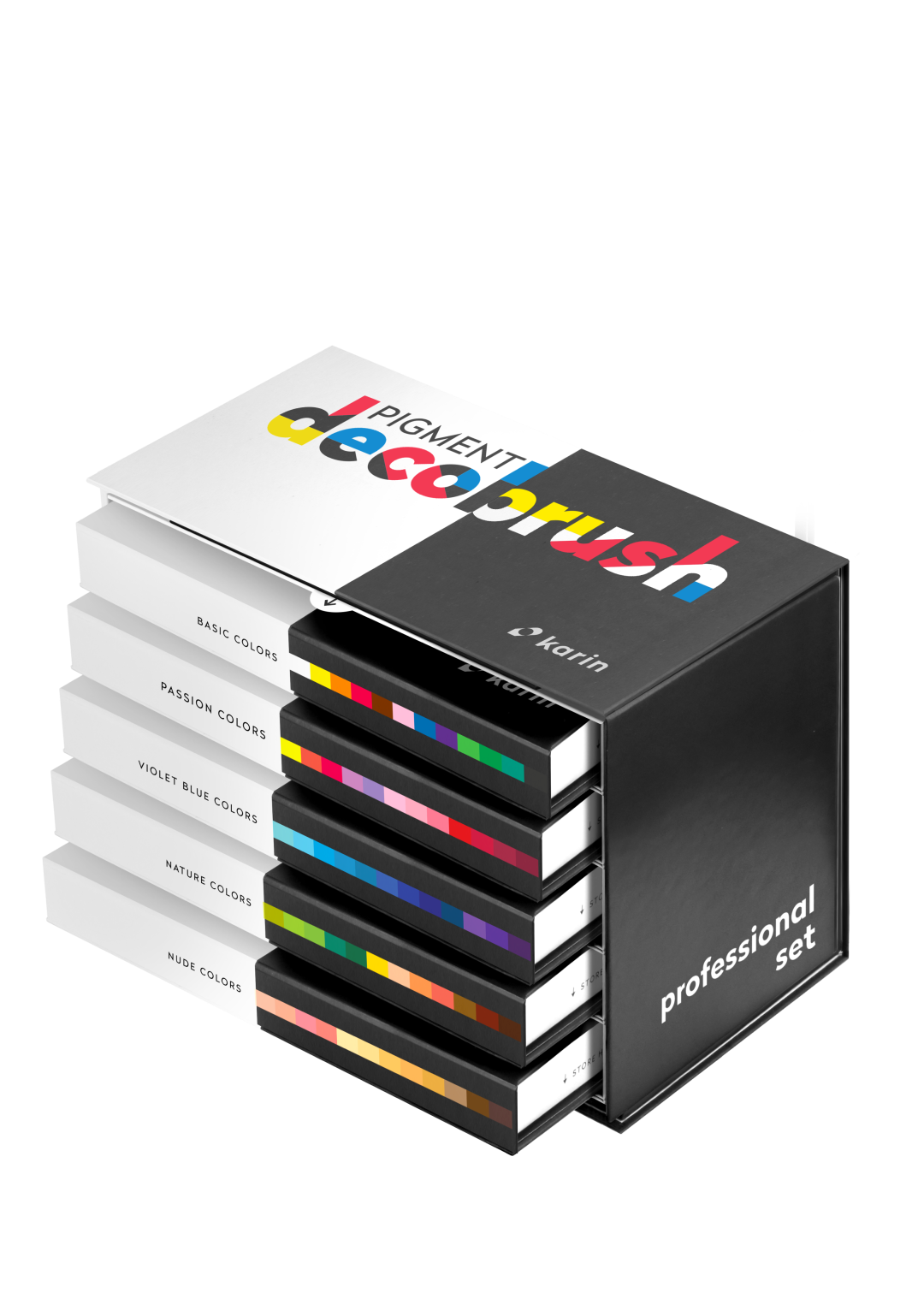Karin Deco Brushmarker Pigment Professional Set 60 Stück