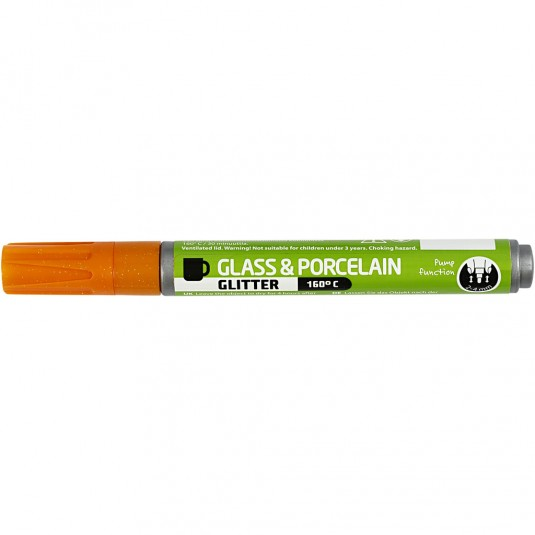 CC Glass and Porcelain Marker Semi-transparent Orange Glitter