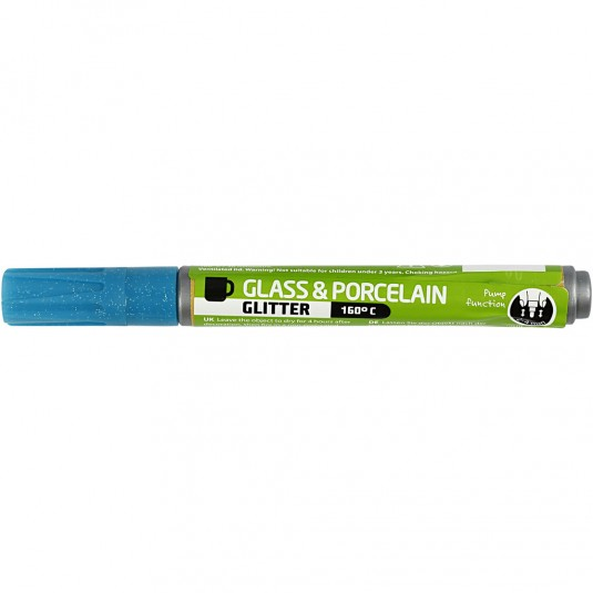 CC Glas- en Porseleinstift Semi-transparant Turquoise Glitter